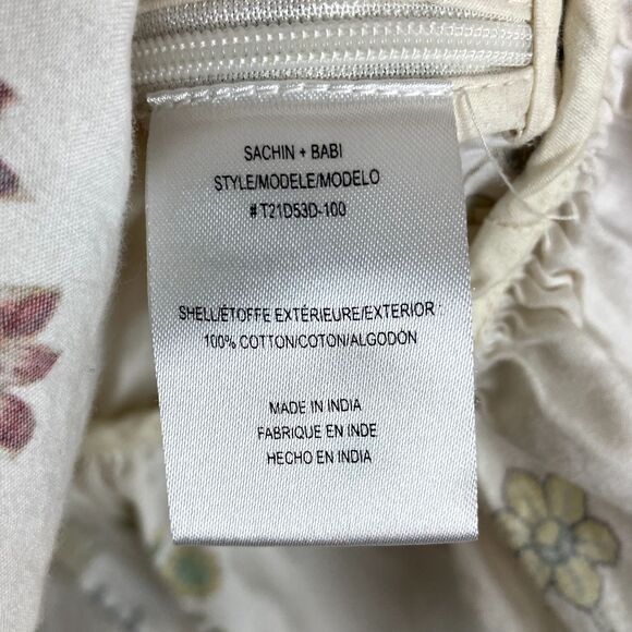 Sachin & Babi Daria Tunic Women's 12 Cream Smocked Floral Tiered Cottagecore - Picture 5 of 6